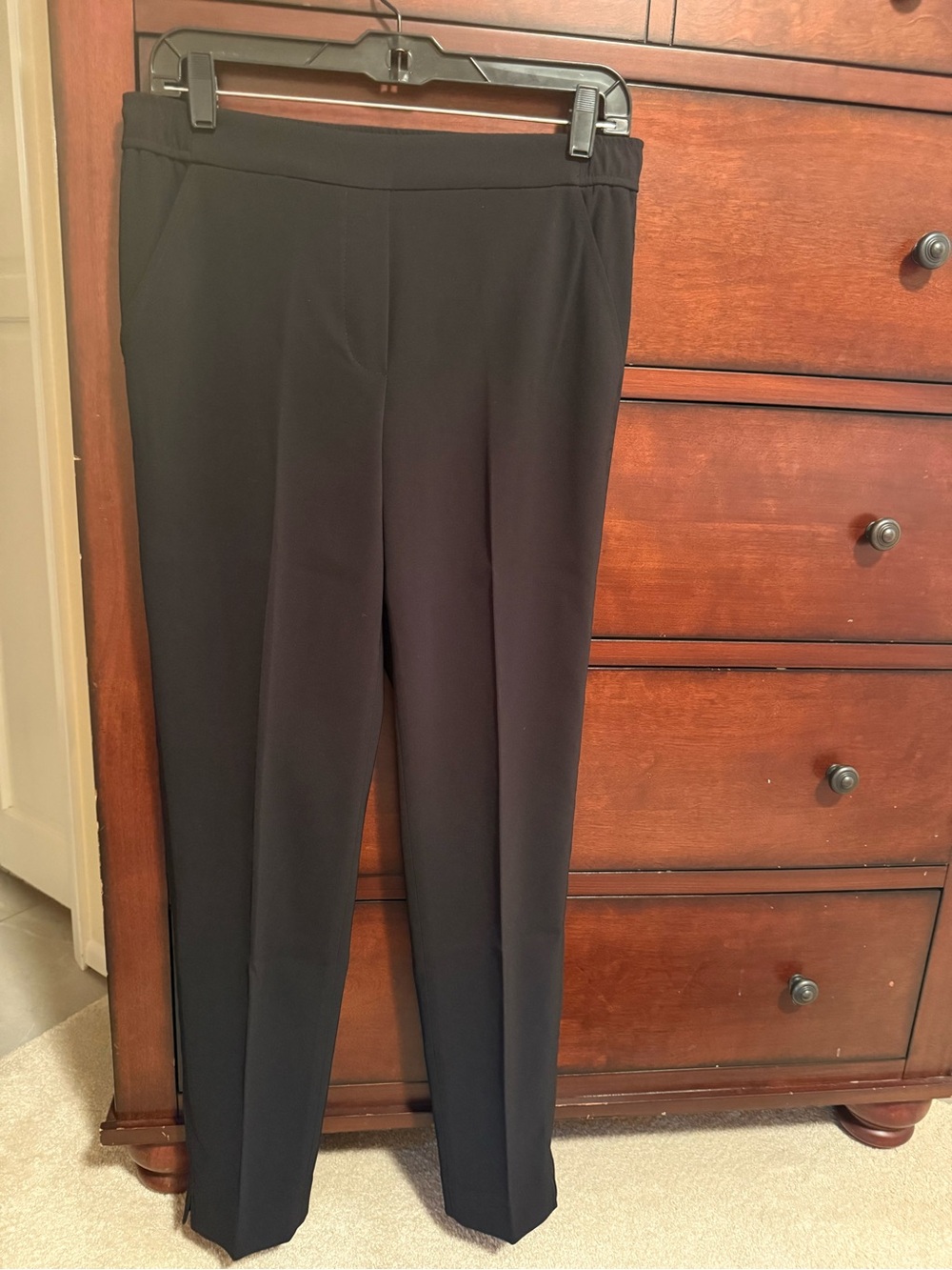 White House Black Market Black Straight-Leg Pull-On Trousers